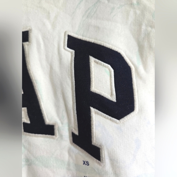 NWT! GAP, Logo Sweatshirt With Hood, White/Blue Swirl, Size XS - Picture 7 of 10